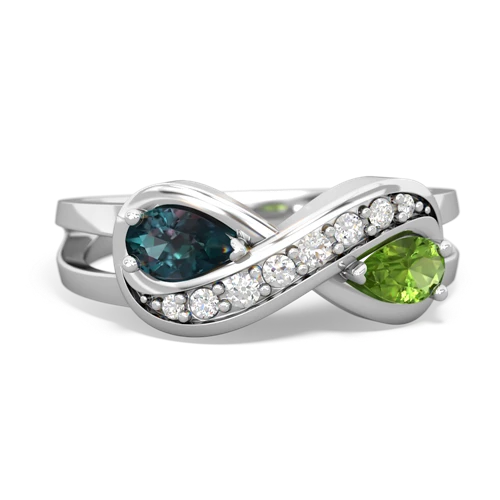 Lab Alexandrite Lab Created Alexandrite with Genuine Peridot Diamond Infinity ring Ring