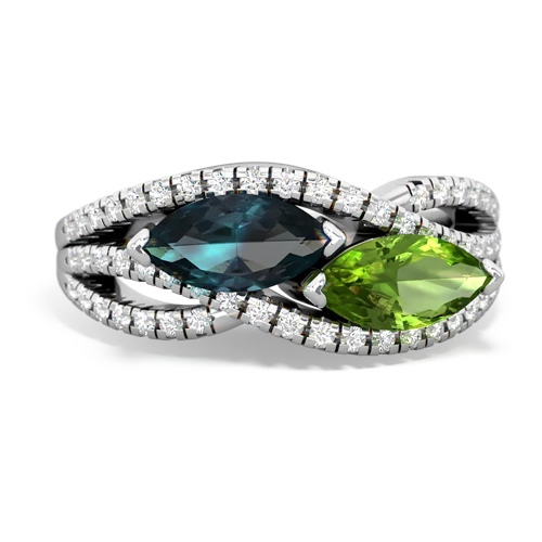 Lab Alexandrite Lab Created Alexandrite with Genuine Peridot Diamond Rivers ring Ring