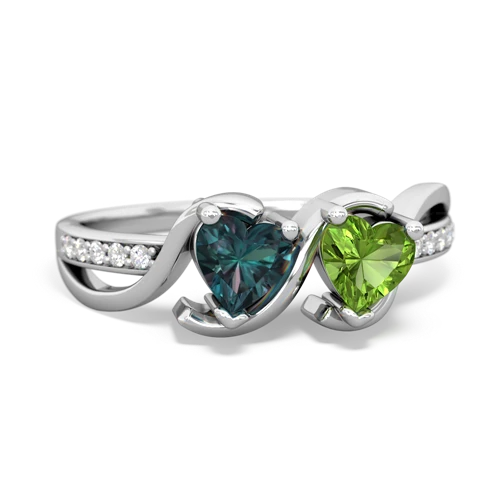 Lab Alexandrite Lab Created Alexandrite with Genuine Peridot Side by Side ring Ring
