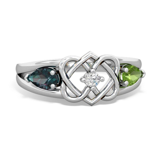 Lab Alexandrite Lab Created Alexandrite with Genuine Peridot Hearts Intertwined ring Ring