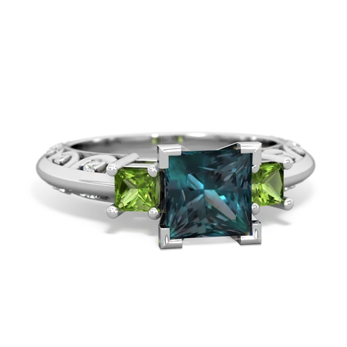 Lab Alexandrite Lab Created Alexandrite with Genuine Peridot and Genuine Aquamarine Art Deco ring Ring
