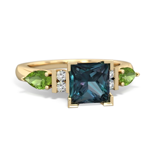 Lab Alexandrite Lab Created Alexandrite with Genuine Peridot and Lab Created Alexandrite Engagement ring Ring
