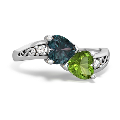 alexandrite-peridot filligree ring