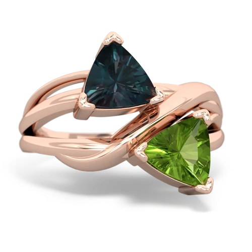 alexandrite-peridot filligree ring