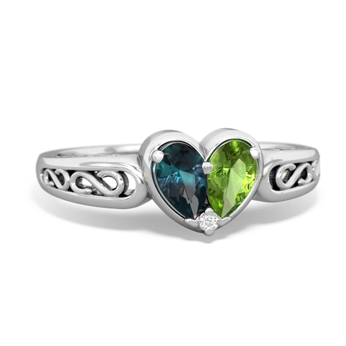 Lab Alexandrite Lab Created Alexandrite with Genuine Peridot filligree Heart ring Ring