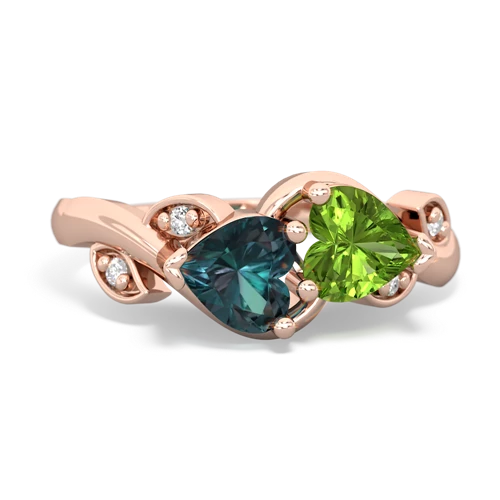 alexandrite-peridot floral keepsake ring