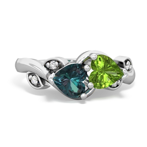 Lab Alexandrite Lab Created Alexandrite with Genuine Peridot Floral Elegance ring Ring