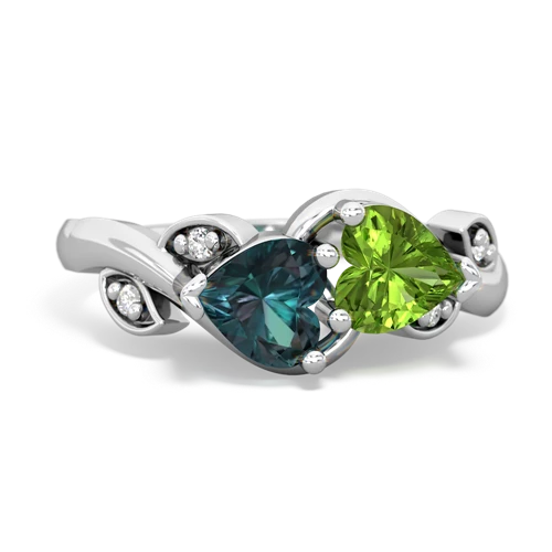 alexandrite-peridot floral keepsake ring