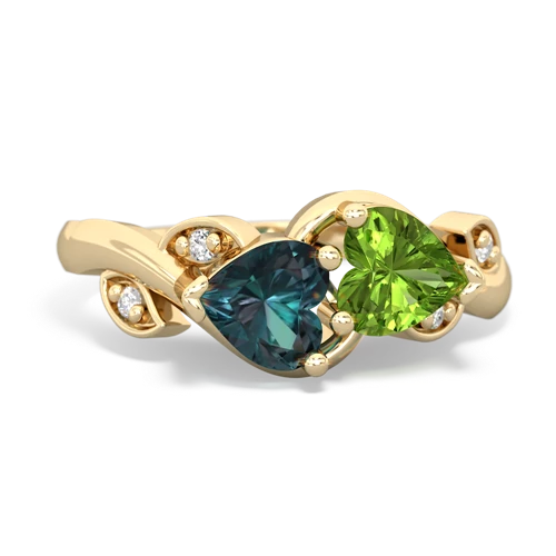 alexandrite-peridot floral keepsake ring