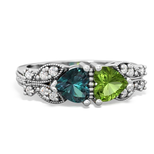 Lab Alexandrite Lab Created Alexandrite with Genuine Peridot Diamond Butterflies ring Ring
