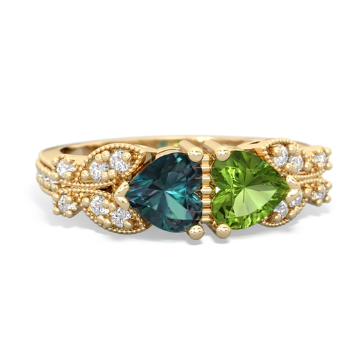 alexandrite-peridot keepsake butterfly ring