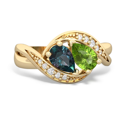 alexandrite-peridot keepsake curls ring