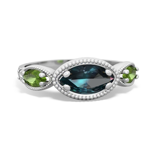 Lab Alexandrite Lab Created Alexandrite with Genuine Peridot and  Antique Style Keepsake ring Ring