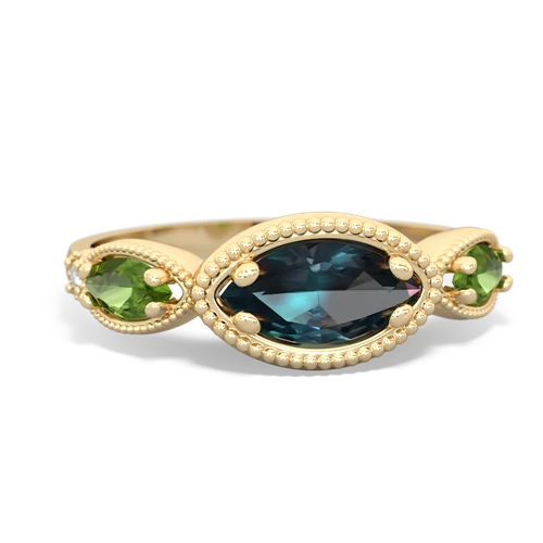 Lab Alexandrite Lab Created Alexandrite with Genuine Peridot and Genuine Aquamarine Antique Style Keepsake ring Ring