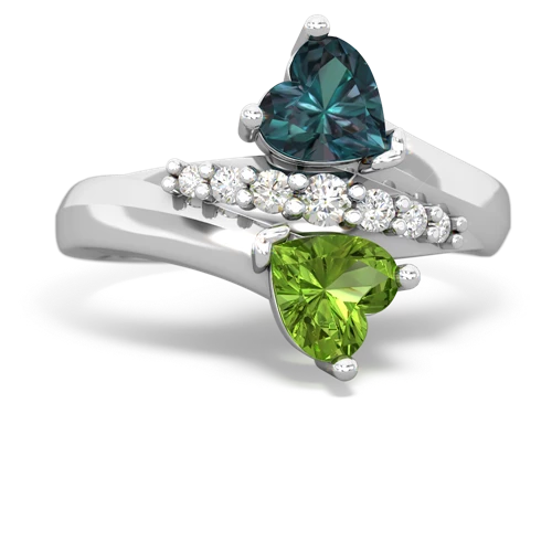 Lab Alexandrite Lab Created Alexandrite with Genuine Peridot Heart to Heart Bypass ring Ring
