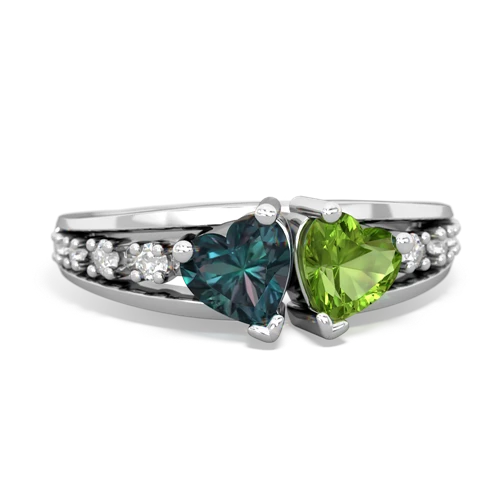 alexandrite-peridot modern ring