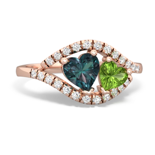 alexandrite-peridot mother child ring