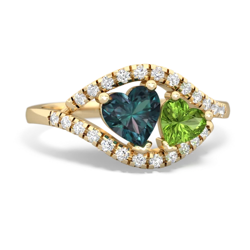 alexandrite-peridot mother child ring