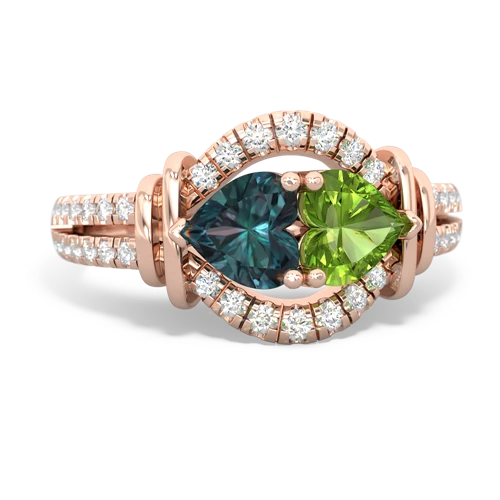 alexandrite-peridot pave keepsake ring