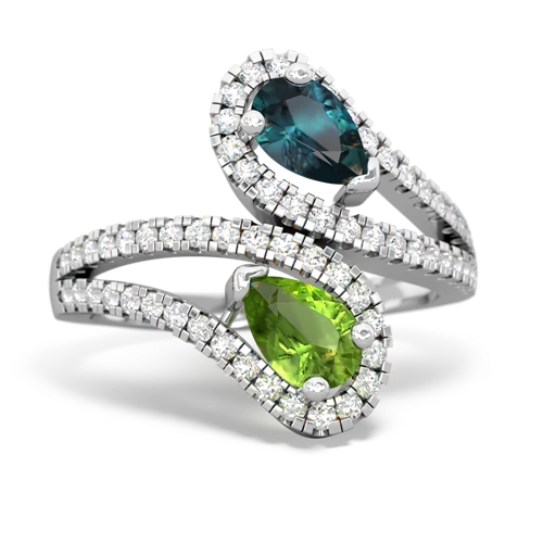Lab Alexandrite Lab Created Alexandrite with Genuine Peridot Diamond Dazzler ring Ring