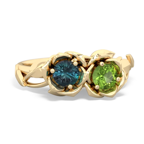 alexandrite-peridot roses ring