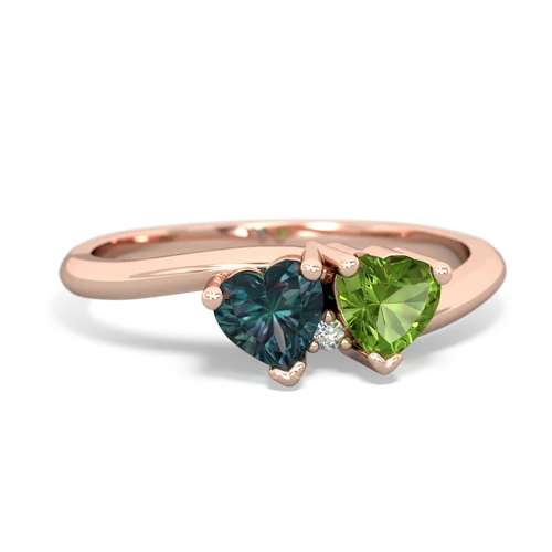 alexandrite-peridot sweethearts promise ring