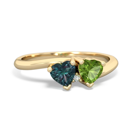 alexandrite-peridot sweethearts promise ring