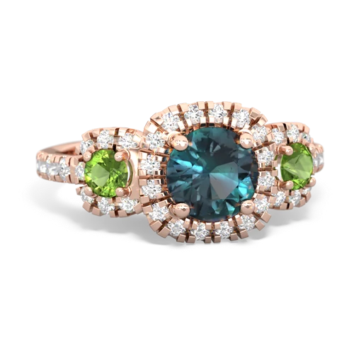Lab Alexandrite Lab Created Alexandrite with Genuine Peridot and Genuine Ruby Regal Halo ring Ring