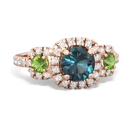 alexandrite-peridot three stone regal ring