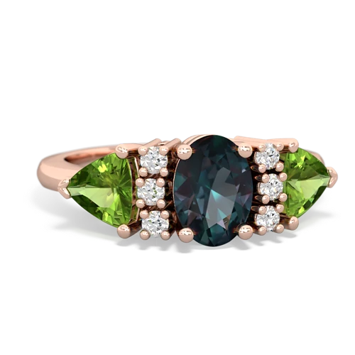 Lab Alexandrite Lab Created Alexandrite with Genuine Peridot and Lab Created Alexandrite Antique Style Three Stone ring Ring
