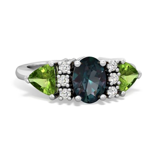 Lab Alexandrite Lab Created Alexandrite with Genuine Peridot and  Antique Style Three Stone ring Ring