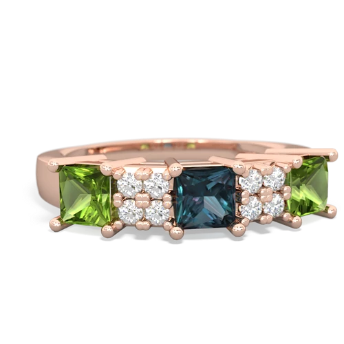 Lab Alexandrite Lab Created Alexandrite with Genuine Peridot and Lab Created Alexandrite Three Stone ring Ring