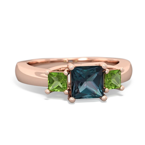 Lab Alexandrite Lab Created Alexandrite with Genuine Peridot and Genuine Ruby Three Stone Trellis ring Ring