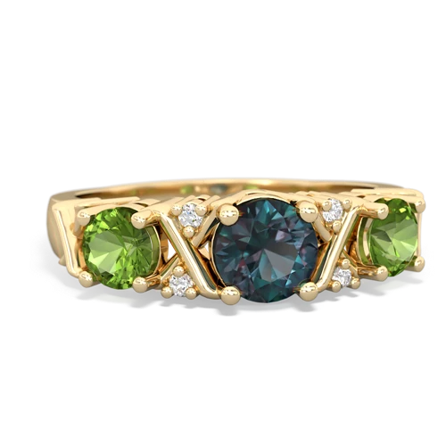 Lab Alexandrite Lab Created Alexandrite with Genuine Peridot and Genuine Ruby Hugs and Kisses ring Ring