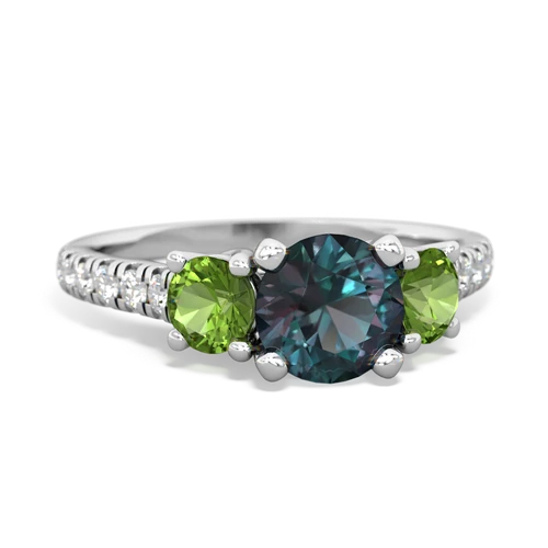 Lab Alexandrite Lab Created Alexandrite with Genuine Peridot and Genuine London Blue Topaz Pave Trellis ring Ring