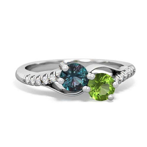 Lab Alexandrite Lab Created Alexandrite with Genuine Peridot Two Stone Infinity ring Ring