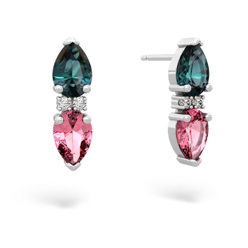 alexandrite-pink sapphire bowtie earrings