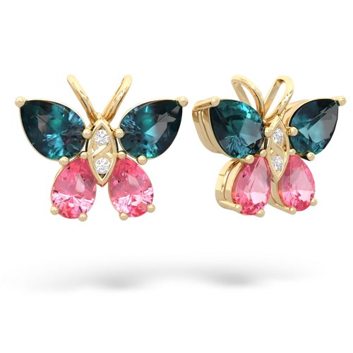 alexandrite-pink sapphire butterfly earrings