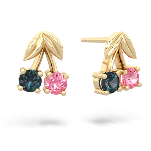 alexandrite-pink sapphire cherries earrings
