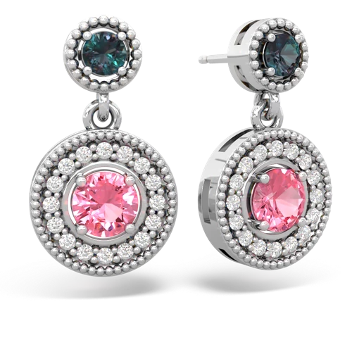 alexandrite-pink sapphire halo earrings