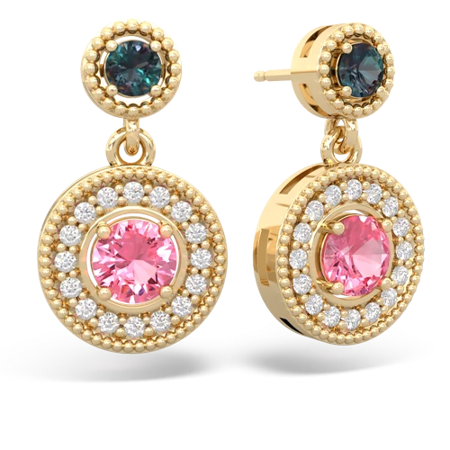 alexandrite-pink sapphire halo earrings