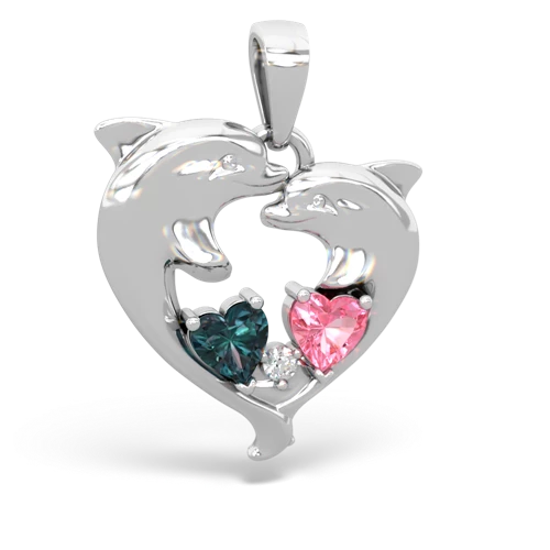 alexandrite-pink sapphire dolphins pendant