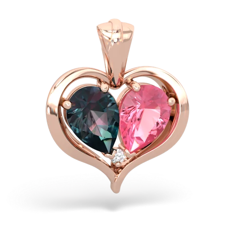 alexandrite-pink sapphire half heart whole pendant