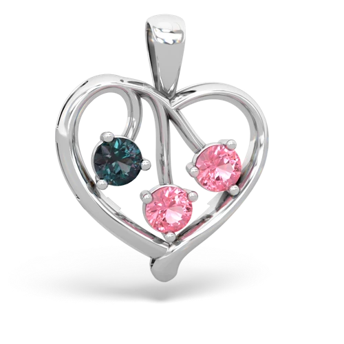 Lab Alexandrite Lab Created Alexandrite with Lab Created Pink Sapphire and Genuine Aquamarine Glowing Heart pendant Pendant