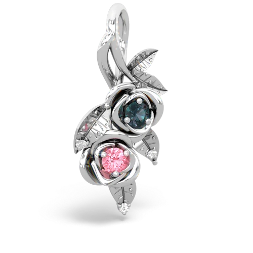 alexandrite-pink sapphire rose vine pendant