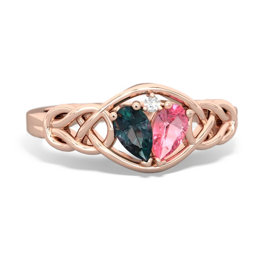 alexandrite-pink sapphire celtic knot ring