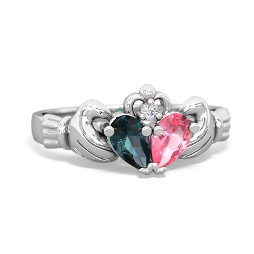 alexandrite-pink sapphire claddagh ring