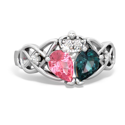 alexandrite-pink sapphire claddagh ring