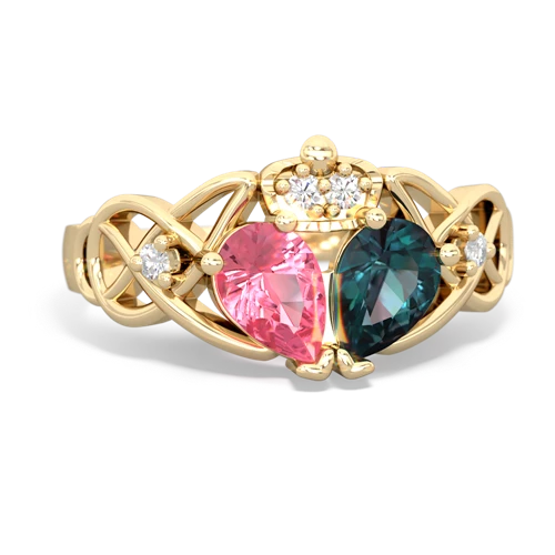 alexandrite-pink sapphire claddagh ring