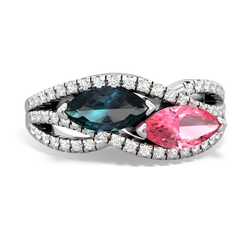 alexandrite-pink sapphire double heart ring